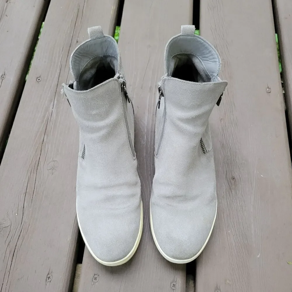 Blondo Giselle Waterproof Gray‎ Suede Leather High Top Side Zip Sneakers 7.5